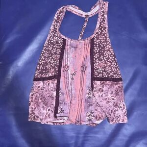 Mudd Boho Floral Patchwork Racerback Tank Top